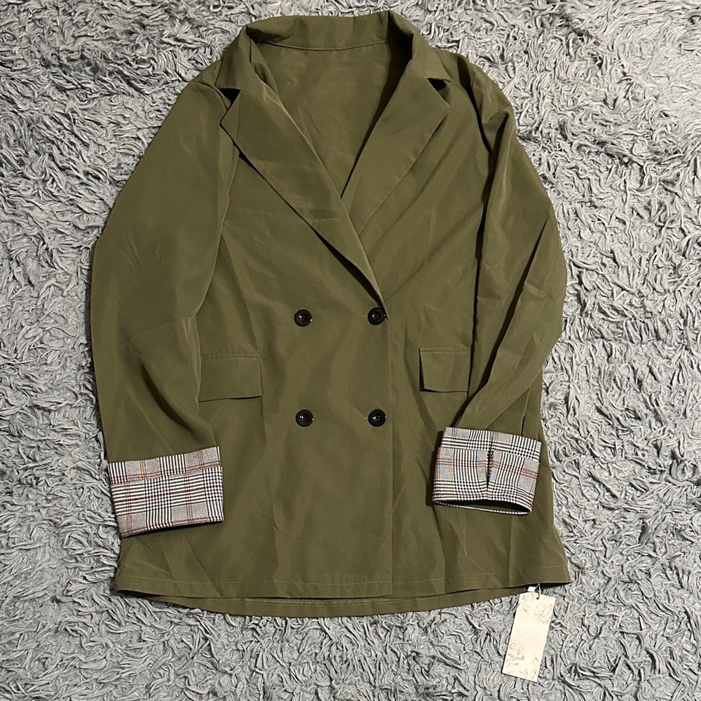 Olive Double-Breasted Women's Blazer